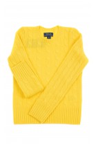 Żółty kaszmirowy sweter o splocie warkoczowym, Polo Ralph Lauren
