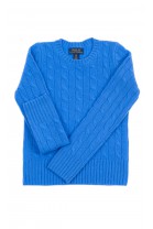 Niebieski kaszmirowy sweter o splocie warkoczowym, Polo Ralph Lauren