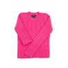 Różowy kaszmirowy sweter o splocie warkoczowym, Polo Ralph Lauren