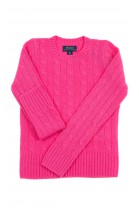 Różowy kaszmirowy sweter o splocie warkoczowym, Polo Ralph Lauren