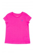 T-shirt dziewczęcy w kolorze fuksji Polo Ralph Lauren, bawełna bardzo cienka i miła, bardzo dobrej jakości.