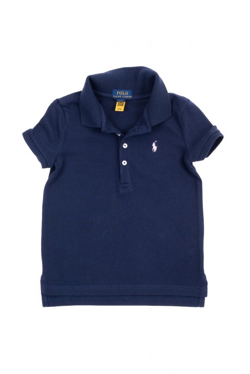 Granatowa koszulka polo dla dziewczynki, Polo Ralph Lauren