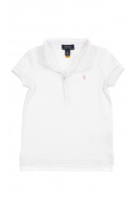 Biała koszulka polo dla dziewczynki, Polo Ralph Lauren