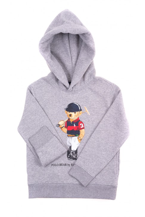 Szara bluza z kapturem i kultowym misiem, Polo Ralph Lauren Szara bluza z kapturem i kultowym misiem, Polo Ralph Lauren