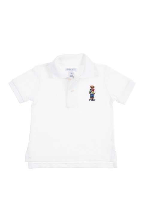 Biała niemowlęca koszulka polo z kultowym misiem, Ralph Lauren Biała niemowlęca koszulka polo z kultowym misiem, Ralph Lauren