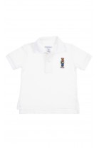 Biała niemowlęca koszulka polo z kultowym misiem, Ralph Lauren 