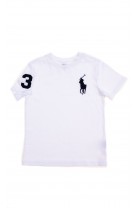 Biały t-shirt chłopięcy z graczem polo, Polo Ralph Lauren