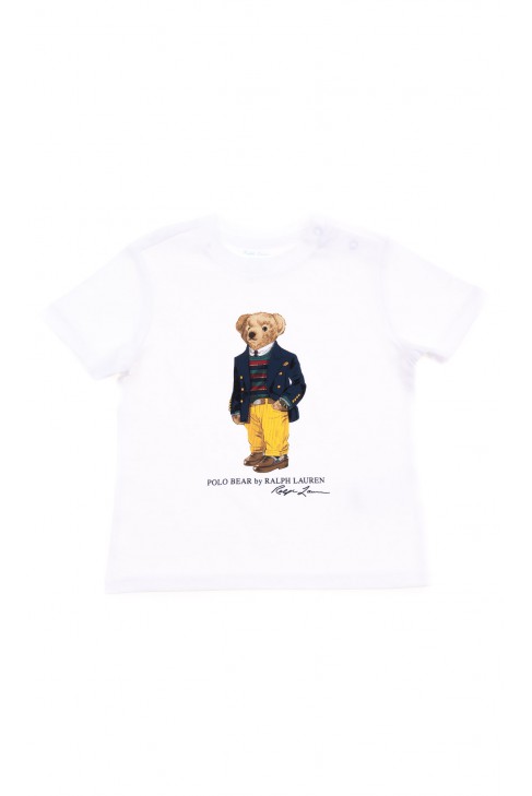 Bialy t-shirt chlopiecy z kultowym Polo Bear, Polo Ralph Lauren