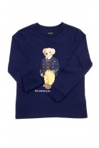 Granatowy t-shirt na długi rękaw z misiem Bear, Polo Ralph Lauren