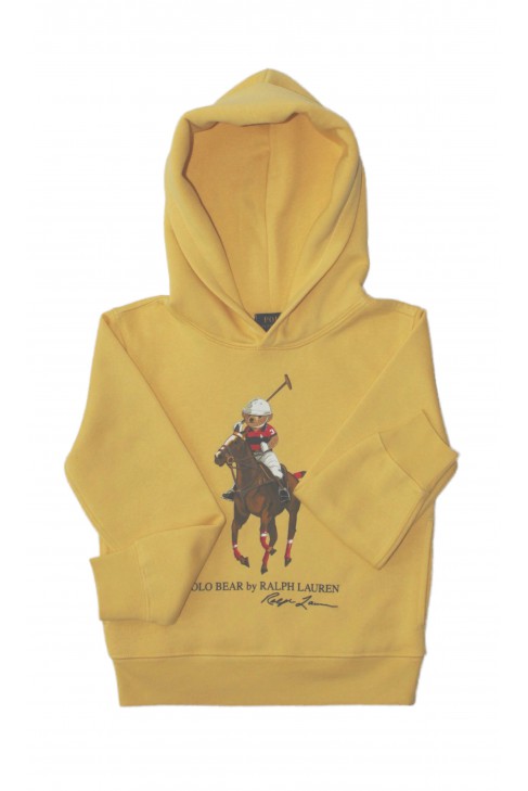 Żółta bluza dresowa z kapturem z kultowym misiem, Polo Ralph Lauren Żółta bluza dresowa z kapturem z kultowym misiem, Polo Ralph Lauren