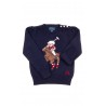 Granatowy sweter dziewczecy z misiem-Bear, Ralph Lauren
