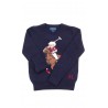 Granatowy sweter dziewczęcy z misiem-Bear, Ralph Lauren