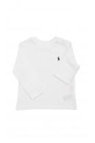 Biały t-shirt niemowlęcy na długi rękaw, Ralph Lauren