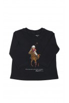 Granatowy t-shirt niemowlęcy z misiem jako gracz polo, Ralph Lauren