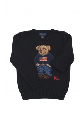Granatowy sweter z kultowym misiem, Polo Ralph Lauren