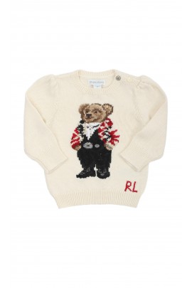 Sweter niemowlęcy ecrue dla dziewczynki, Ralph Lauren