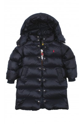 Granatowy puchowy płaszcz dziewczęcy, Polo Ralph Lauren