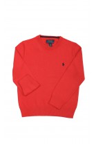 Czerwony cienki sweter z bawełny pod szyję, Polo Ralph Lauren