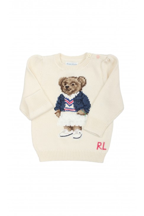 Sweter ecru dla dziewczynki, Ralph Lauren