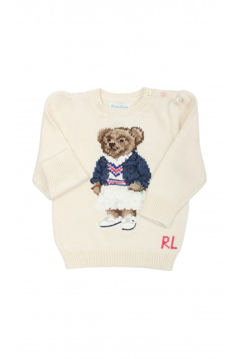 Sweter ecru niemowlęcy dla dziewczynki, Ralph Lauren