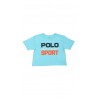 Niebieski t-shirt dziewczecy z duzym nadrukiem POLO, Ralph Lauren