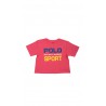 Rozowy t-shirt dziewczecy z duzym nadrukiem POLO, Ralph Lauren