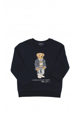 Granatowa bluza chłopięca z nadrukiem z przodu, Polo Ralph Lauren