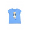 Niebieski t-shirt dziewczęcy z kultowym misiem, Polo Ralph Lauren