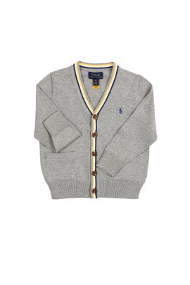 Elegancki szary rozpinany sweter chłopięcy, Polo Ralph Lauren