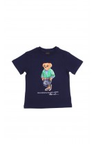 Granatowy t-shirt chłopięcy z kultowym misiem Bear, Polo Ralph Lauren