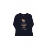 Granatowy t-shirt dziewczęcy z kulowym misiem na długi rękaw, Polo Ralph Lauren