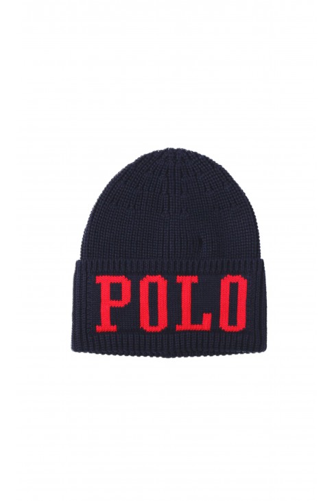 Granatowa czapka chlopieca z napisem POLO, Polo Ralph Lauren