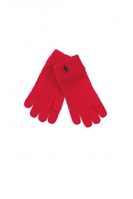 Amarantowe rękawiczki 5-palczaste, Polo Ralph Lauren