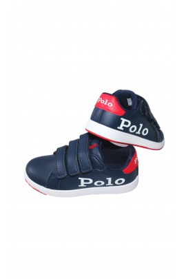 Granatowe buty sportowe dziecięce z napisem POLO, Polo Ralph Lauren