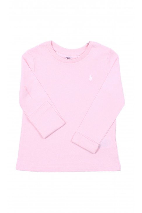 Różowy t-shirt dziewczęcy na długi rękaw, Polo Ralph Lauren