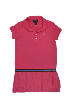 Różowa sukienka z kołnierzykiem polo dla dziewczynki, Polo Ralph Lauren