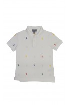 Biała koszulka polo w kolorowe koniki, Polo Ralph Lauren