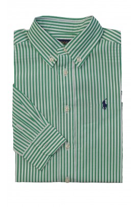 Elegancka koszula chłopięca w zielone paski, Polo Ralph Lauren