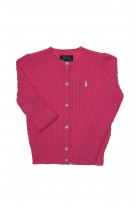 Koralowy rozpinany sweter dziewczęcy, Polo Ralph Lauren