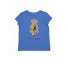 Niebieski t-shirt dziewczecy z kultowym misiem Bear, Polo Ralph Lauren