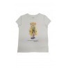 Bialy t-shirt dziewczecy z kultowym misiem Bear, Polo Ralph Lauren