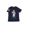 T-shirt granatowy dziewczęcy z logo Wimbledonu, Polo Ralph Lauren