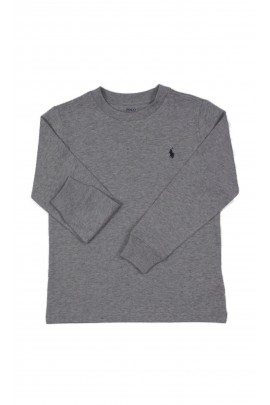 Szary klasyczny t-shirt chłopięcy na długi rękaw, Polo Ralph Lauren