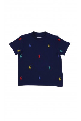 Granatowy chłopięcy t-shirt w koniki, Polo Ralph Lauren