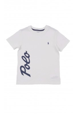 Biały t-shirt chłopięcy z napisem POLO, Polo Ralph Lauren