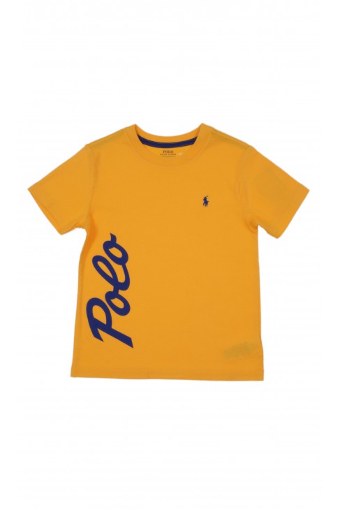 Żółty t-shirt chłopięcy z napisem POLO, Polo Ralph Lauren