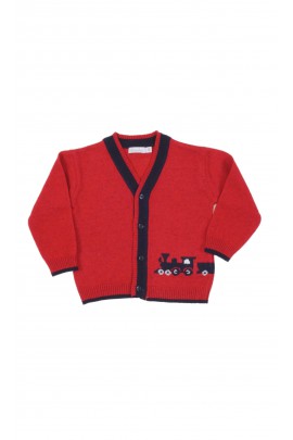 Czerwony sweter niemowlęcy rozpinany z przodu, Patachou