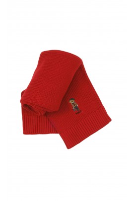 Czerwony gruby, masywny, przytulny szal, Polo Ralph Lauren