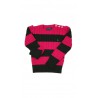 Różowo- granatowy sweter dziewczęcy o splocie warkoczowym, Polo Ralph Lauren