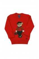Czerwony sweter z kultowym misiem Bear Polo, Ralph Lauren